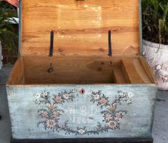 Antique Swedish Primitive Folk Art Hope Chest Trunk - 3234754