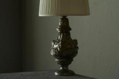 Antique Table Lamp in Patinated Silver Plated Brass 19th Century - 4608353