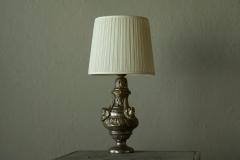 Antique Table Lamp in Patinated Silver Plated Brass 19th Century - 4608358