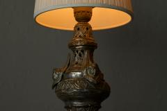 Antique Table Lamp in Patinated Silver Plated Brass 19th Century - 4608422