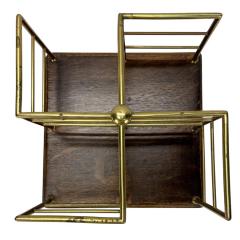Antique Table Top Brass Oak Rotating Book Stand - 4416240