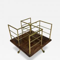 Antique Table Top Brass Oak Rotating Book Stand - 4419547