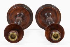 Antique Tall Mahogany Turned and Carved Candlesticks a Pair - 4657243