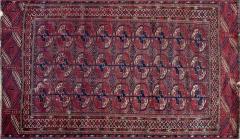 Antique Tekkeh Turkoman Engsi Hatchli 4 Seasons Rug AS IS - 3973568
