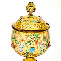 Antique Ten Piece Moser Enameled Glass Punch Bowl Service circa 1880 1890 - 4795517