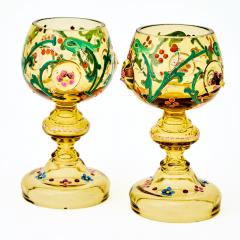 Antique Ten Piece Moser Enameled Glass Punch Bowl Service circa 1880 1890 - 4795520