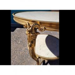 Antique Tete De Belier Gueridon Table With White Marble - 3523247