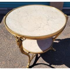 Antique Tete De Belier Gueridon Table With White Marble - 3523252