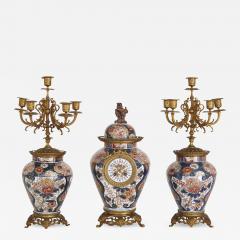 Antique Three Piece Meiji Period Japonisme Vase Clock Set - 2095075