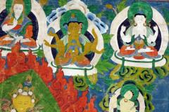 Antique Tibetan Buddhist Thangka in Lucite Shadow Box Frame - 82706