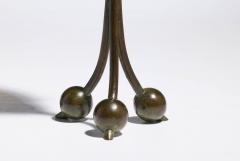 Antique Tiffany Studios Tripod Candlestick with Feather Favrile Glass Shade - 4756469