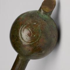 Antique Tiffany Studios Tripod Candlestick with Feather Favrile Glass Shade - 4756473