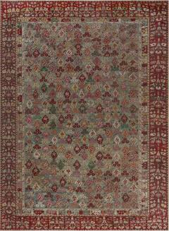 Antique Turkish Ghiordes Beige Green Orange Pink Red Rug Size Adjusted  - 2450558
