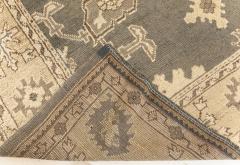 Antique Turkish Oushak Beige Gray Green Hand Knotted Wool Rug - 2456819