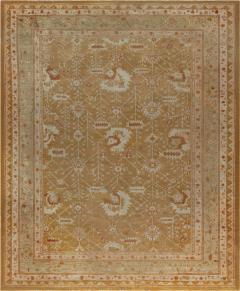 Antique Turkish Oushak Beige Green Orange Hand Knotted Wool Rug - 2456809