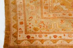Antique Turkish Oushak Beige Green Orange Hand Knotted Wool Rug - 2456810