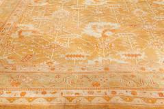 Antique Turkish Oushak Beige Green Orange Hand Knotted Wool Rug - 2456811