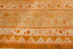Antique Turkish Oushak Beige Green Orange Hand Knotted Wool Rug - 2456813