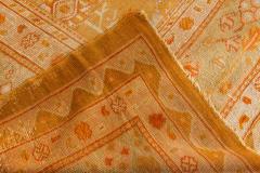 Antique Turkish Oushak Beige Green Orange Hand Knotted Wool Rug - 2456814