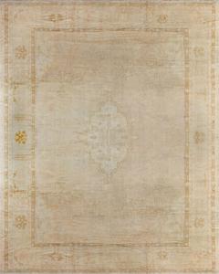 Antique Turkish Oushak Beige Hand Knotted Wool Rug - 2465408