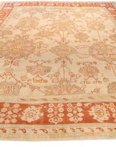 Antique Turkish Oushak Beige Handwoven Wool Carpet - 2451037