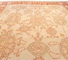 Antique Turkish Oushak Beige Handwoven Wool Carpet - 2451038