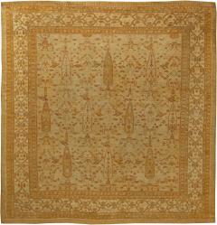 Antique Turkish Oushak Beige Handwoven Wool Rug - 2456772