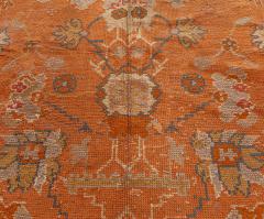 Antique Turkish Oushak Beige and Orange Handwoven Wool Rug - 2456629
