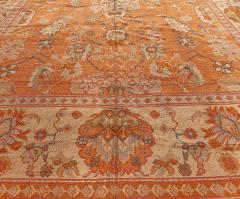 Antique Turkish Oushak Beige and Orange Handwoven Wool Rug - 2456630