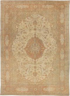 Antique Turkish Oushak Beige and Salmon Handmade Wool Rug - 2456584