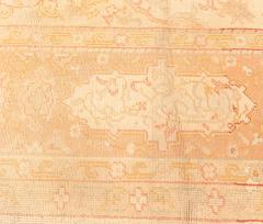 Antique Turkish Oushak Beige and Salmon Handmade Wool Rug - 2456587