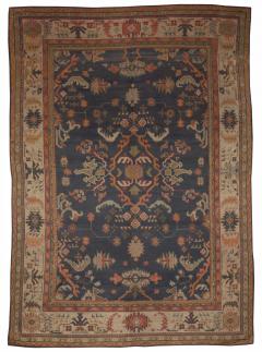 Antique Turkish Oushak Blue Handmade Wool Rug - 2451047