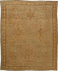Antique Turkish Oushak Brown Beige Gray Handwoven Wool Rug - 2456777
