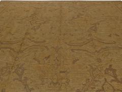 Antique Turkish Oushak Brown Handmade Wool Rug - 2456726