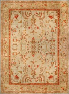 Antique Turkish Oushak Cream Beige Apricot Handwoven Wool Rug - 2450481