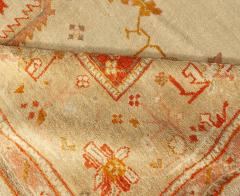 Antique Turkish Oushak Cream Beige Apricot Handwoven Wool Rug - 2450484
