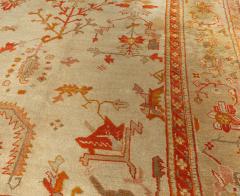 Antique Turkish Oushak Cream Beige Apricot Handwoven Wool Rug - 2450486