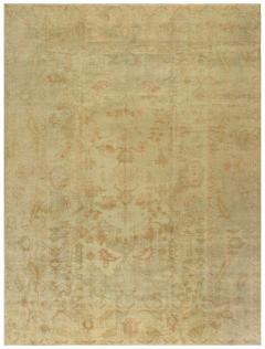 Antique Turkish Oushak Pale Sage Green Wool Carpet - 2451057