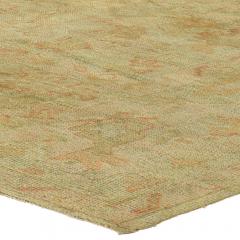 Antique Turkish Oushak Pale Sage Green Wool Carpet - 2451068