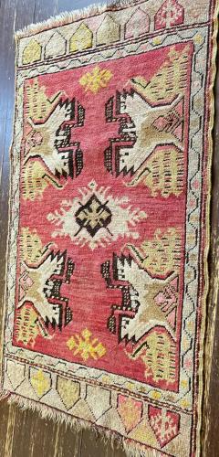 Antique Turkish Oushak Yastik Anatolian Rug Dragon design - 3973830