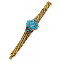 Antique Turquoise Diamond and Gold Bracelet Pendant - 691503