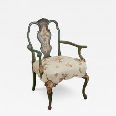 Antique Venetian Chinoiserie Fauteuil Arm Chair W Schumacher Fabric - 4393003