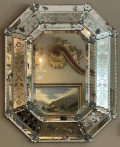 Antique Venetian Etched Glass Octagonal Cushion Mirror - 4547332