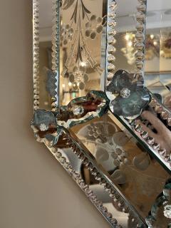 Antique Venetian Etched Glass Octagonal Cushion Mirror - 4547335