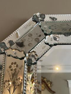 Antique Venetian Etched Glass Octagonal Cushion Mirror - 4547336