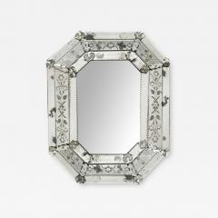 Antique Venetian Etched Glass Octagonal Cushion Mirror - 4547496