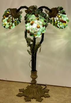 Antique Venetian Glass Bronze Grape Cluster Table Lamps a Pair - 2576003