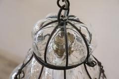 Antique Venetian Murano Pendant Light Mouth blown Glass into Iron Frame - 2966822