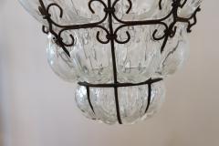 Antique Venetian Murano Pendant Light Mouth blown Glass into Iron Frame - 2966824