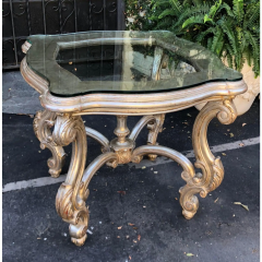 Antique Venetian Style Silver Giltwood Designer Center or Side Table - 2850178